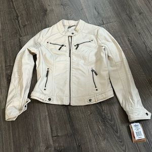Off white vegan leather jacket